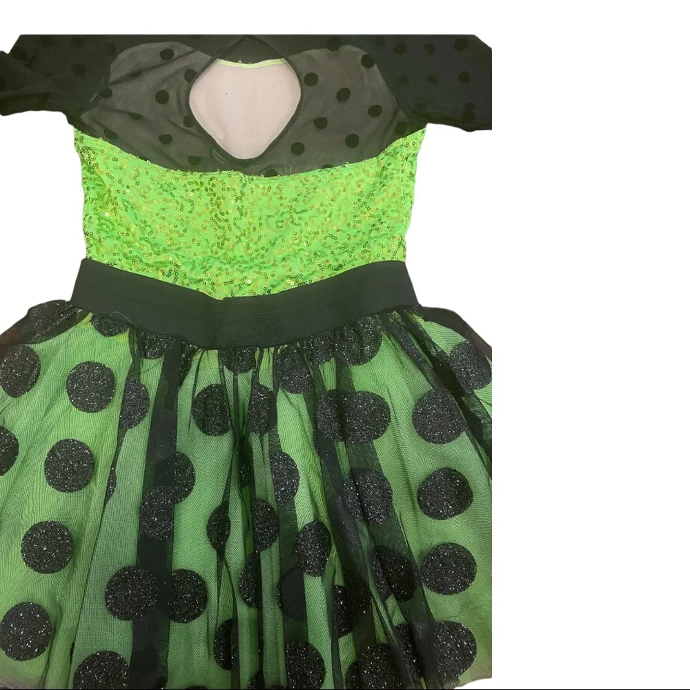 WEISSMAN Dance COSTUME Recital COMPETITION Green and Black LARGE Child 14